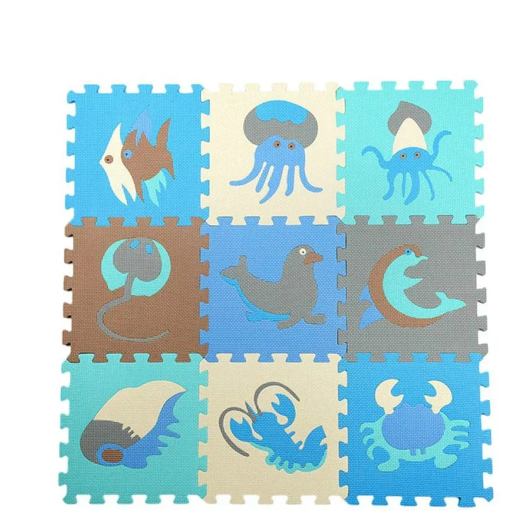 9pcs / Set Splicing Mobilization EVA Marine Foam Mats Children Educational Toys Puzzle Anti-skid And Anti-fall Crawling Mat