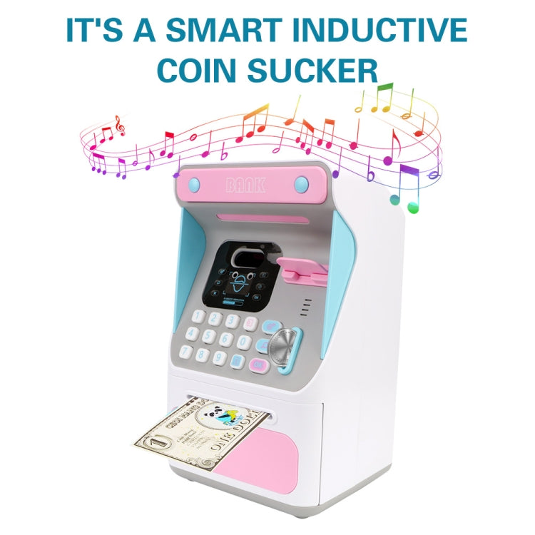 8010 Simulated Face Recognition ATM Machine Piggy Bank Password Automatic Rolling Money Safe Piggy Bank,Style:, Pink, Blue, Rechargeable Version Pink, Rechargeable Version Blue