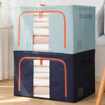 Fabric Steel Frame Quilt Clothing Storage Box Cotton Linen Storage Bag with Window, 22L 39x29x20cm, 100L 60x42x40cm, 66L 50x40x33cm, 24L 40x30x20cm