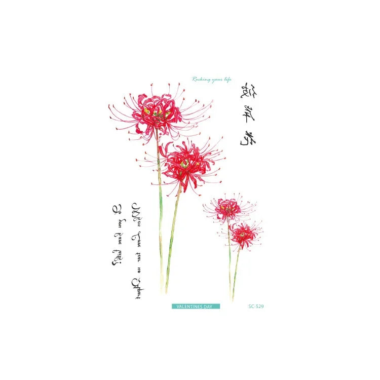 20 PCS Waterproof Flower Arm Tattoo Sticker, SC-529, SC-557, SC-558, SC-559, SC-561, SC-564, SC-551, SC-556, SC-552, SC-553, SC-554, SC-555