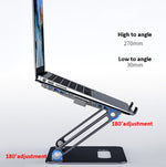 BONERUY P43F Aluminum Alloy Folding Computer Stand Notebook Cooling Stand, Silver, Silver with Type-C Cable, Gray with Type-C Cable