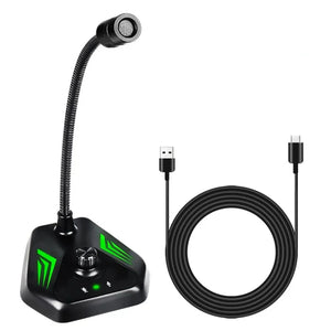 MI520 Desktop Computer Gooseneck Condenser Microphone, USB Version with RGB Breathing Lamp