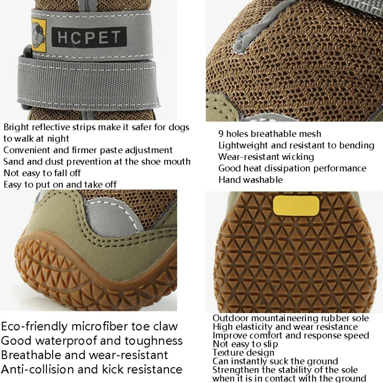 4 PCS / Set HCPET Dog Shoes Breathable Net Dog Shoes, No.1 4cm, No.2 4.5cm, No.3 5cm, No.4 5.5cm, No.5 6cm, No.6 6.5cm, No.7 7cm, No.8 7.5cm