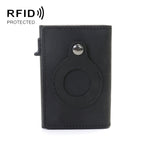 Anti-Theft Positioning Wallet Men Card Holder Mini Wallets For AirTag 2nd Gen / AirTag 1st Gen, Cowhide Blue, Cowhide Black, Cowhide Brown, Cowhide Dark Brown, Cowhide Carbon Fiber