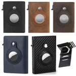 Anti-Theft Positioning Wallet Men Card Holder Mini Wallets For AirTag 2nd Gen / AirTag 1st Gen, Cowhide Blue, Cowhide Black, Cowhide Brown, Cowhide Dark Brown, Cowhide Carbon Fiber