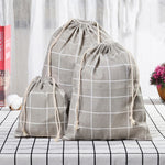 Cotton Linen Drawstring Pocket Sundries Storage Bag, Small+Medium+Large