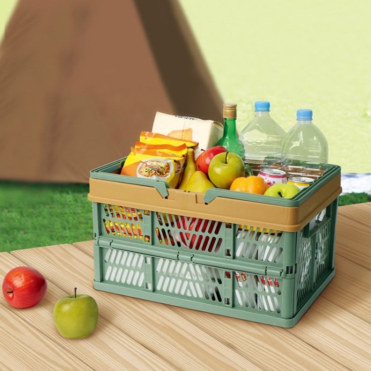 Foldable Picnic Basket Supermarket Shopping Basket,Size: 25x30.5x44cm, Green Coffee, Blue Gray, Coffee With Beige