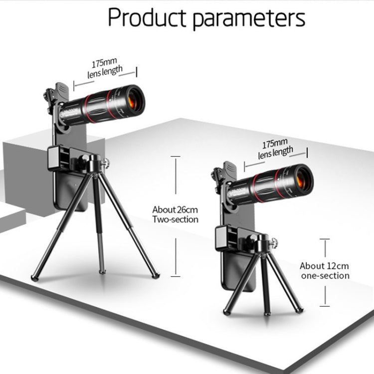 Mobile Phone Universal Lens Telescope 28X + Wide Angle 0.6X + Macro 20X + Fisheye 198 Degree Set, Multi-combination Set