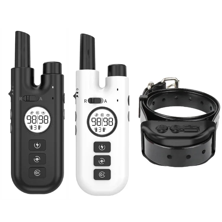 Intelligent Remote Control Dog Trainer Automatic Barking Stop Collar, Collar Black, Collar White