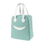Smile Lunch Bag with Leather Handles, Size: S (Green), S (Green), S (Pink), S (Gray), S (Navy Blue), S (Yellow), L (Green), L (Pink), L (Gray), L (Navy Blue), L (Yellow)