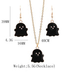 Halloween Jewelry Alloy Ghost Earrings Necklace, Ghost White, Ghost Black