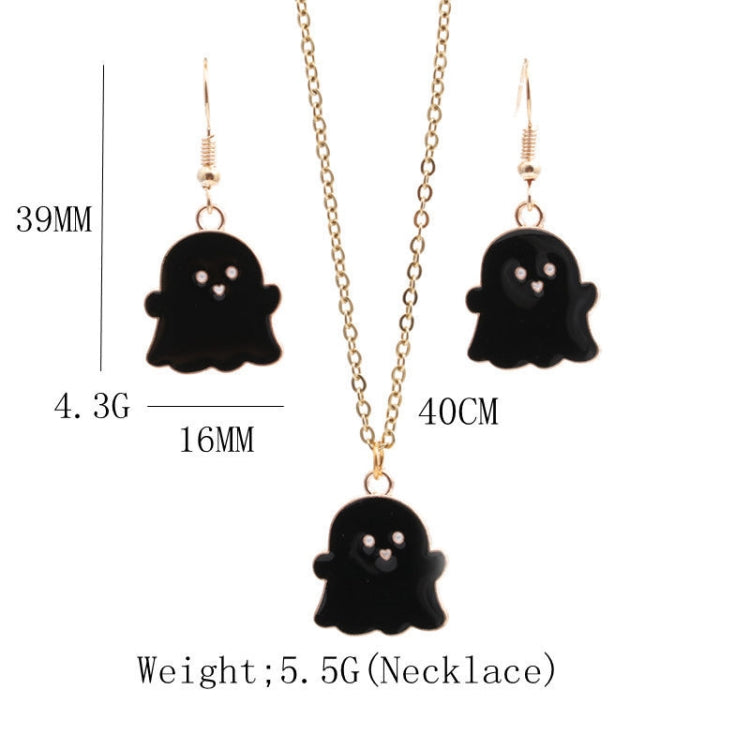 Halloween Jewelry Alloy Ghost Earrings Necklace, Ghost White, Ghost Black