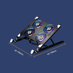 Laptop Radiator Bracket Folding Storage Air-cooled Cooling Base,Style:, Four Fan