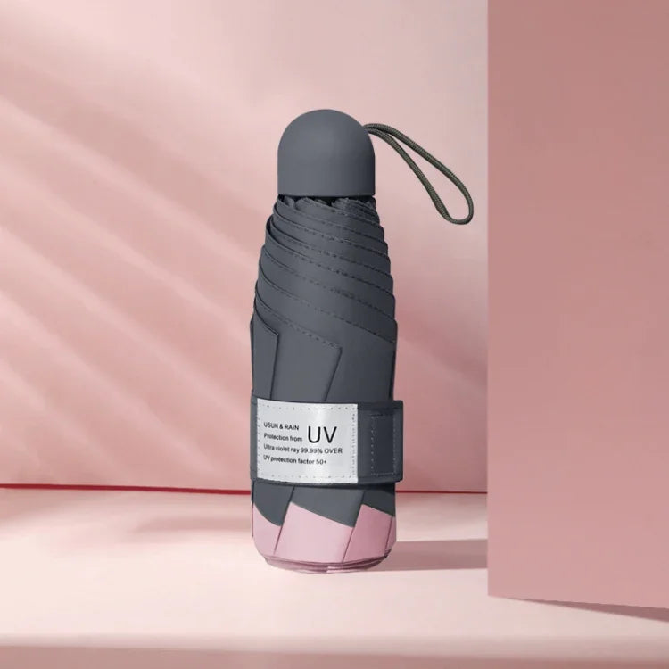 LY-0621 Five-Fold Six-bone Umbrella Simple Black Glue Sunscreen Umbrella, Six-bone Turmeric, Six-bone Midsummer Pink, Six-bone Haze Blue, Six-bone Matcha Green, Six-bone Navy, Six-bone Ink Green