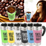 FX-589 400ml 304 Stainless Steel Automatic Stirring Coffee Cup, Green, White, Red, Yllow, Black, Blue