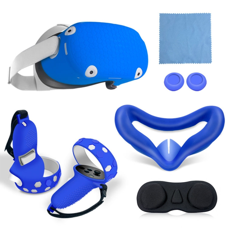 6 PCS/Set For Meta Quest 2 Silicone All-Inclusive Console Controller Cover, White, Blue, Black, Red