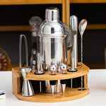 BY-F12 Semicircle Wooden Base Bar Shaker Set, Spec:, 350ml, 550ml, 700ml, 750ml