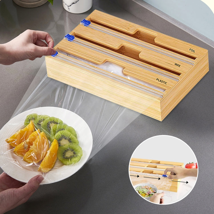 Aluminum Foil Wrap Dispenser Wood Storage Box for Kitchen Drawer,Style:, Two Slots, Three Slots