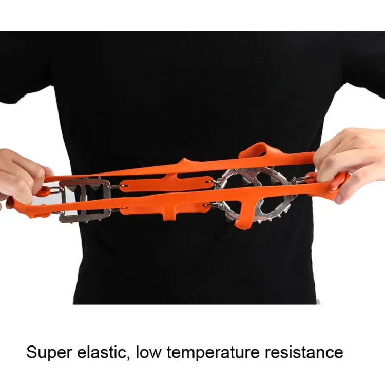 1 Pair  18 Large Spikes Crampons Outdoor Winter Walk Ice Fishing Snow Shoe Spikes,Size:, L Black, L Orange