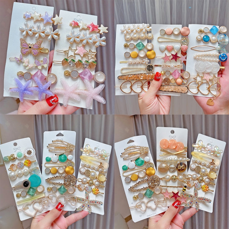 Alloy Colorful Hairpin Headgear Pearl Rhinestone Clip Set, 8PCS/Set Heavy Work, 8PCS/Set Cherry, 8PCS/Set Pink Cherry, 8PCS/Set Starfish, 7PCS/Set Mermaid, 4PCS/Set Light Blue, 6PCS/Set Purple, 7PCS/Set Yellow Heart, 7PCS/Set Diamond Hand              ...