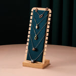 Simple Solid Wood Necklace Display Stand Jewelry Props Necklace Hanger, Black Skin, White Skin, Beige Velvet, Ink Green