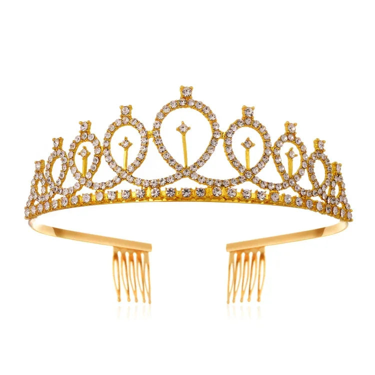 WM-02 Crystal Diamond Birthday Party Wedding Updo Crown, Color: Gold Queen Set1, Silver, Gold, Rose Gold, AB Diamond, Gold Queen, AB Silver Queen, Silver Queen, Rose Gold Queen, Golden Queen, Silver Girl, AB Gold Girl, Gold Girl, Rose Gold Girl