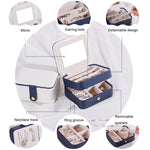 SH688-58 Square Double-Layer PU Earring Storage Jewelry Box, Double-Layer (Pink), Double-Layer (Light Blue), Double-Layer (White), Double-Layer (Navy Blue)