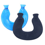 U-shaped PVC Hot Compress Shoulder And Neck Explosion-proof Water Injection Hot Water Bag, Blue + Gray Crystal, Blue + Navy Crystal, Blue + Green Snowflake Knitted, Blue + Gray Knitted, Blue + Cyan Knitted, Blue Light Cyan Knitted