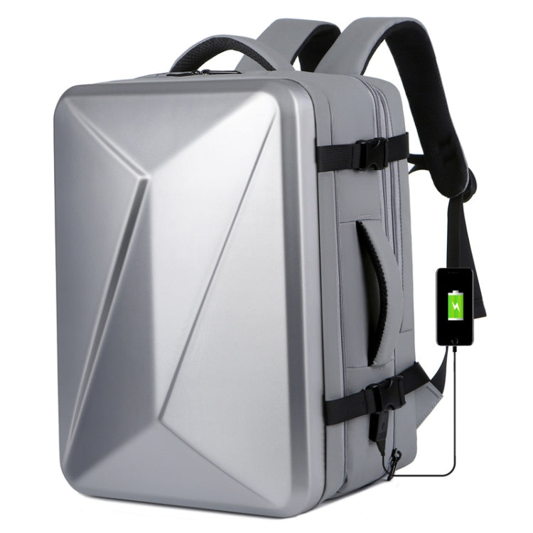 Large-capacity Waterproof Expandable Hard Shell Backpack with USB Charging Hole, 161 Light Grey, 161 Black, 161 Dark Gray, 162 Black, 162 Deep Gray, 162 Light Gray
