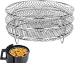 Air Fryer Accessories 8-inch Three Layer Round Grill Steam Rack, Round