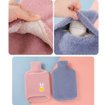 Detachable Washing Cloth Cover Rubber Hot Water Bag Can Be Intervened, Gray Clouds 1000ML