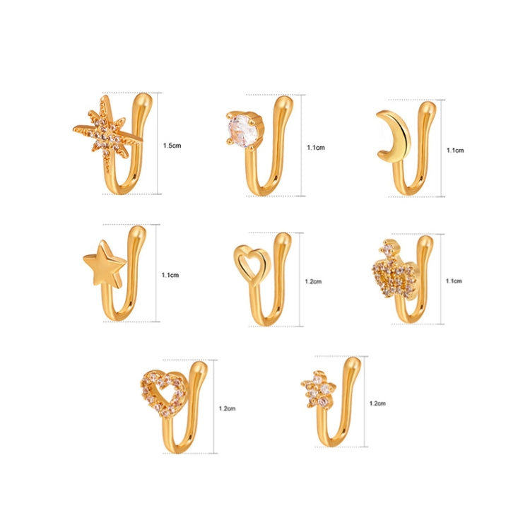 U-shaped Nose Clip Copper Inlaid With Zircon Nose Decoration, Color: G-189 Silver, G-364 Gold, G-365 Silver, G-247 Gold, G-248 Silver, G-251 Gold, G-252 Silver, G-253 Gold, G-254 Silver, G-235 Gold, G-236 Silver, G-231 Gold, G-232 Silver, G-249 Gold   ...