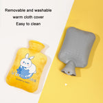 Cartoon Velvet Cover Thickened Explosion-Proof PVC Water-Filled Hot Water Bag, 500ML Milky White, 1000ML Milky White, 2000ML Milky White, 500ML Light Green, 1000ML Light Green, 2000ML Light Green, 500ML Yellow, 1000ML Yellow, 2000ML Yellow
