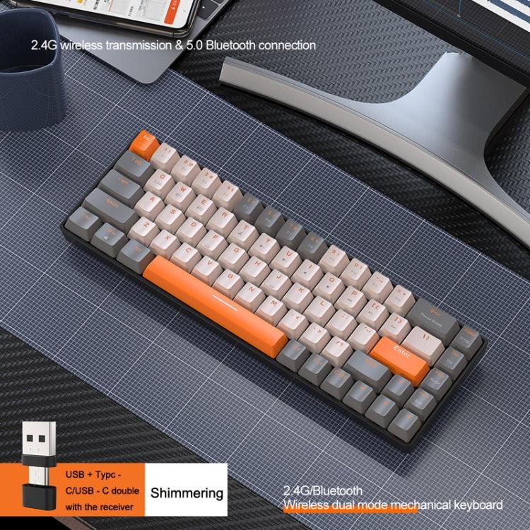 ZIYOU LANG K68 68 Keys Bluetooth Wireless Dual Model Mechanical Keyboard, Style:, Red Shaft Version (Shimmering), Green Shaft Version (Gray), Red Shaft Version (Gray)