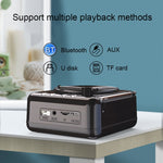 H3 Retro Vinyl Record Player Shape Mini Bluetooth Speaker, Black, White, Wood Grain
