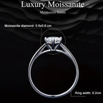Sterling Silver S925 Six Claw Moissanite Ring White Gold Plated Bracelet, No.6, No.7, No.8, No.10