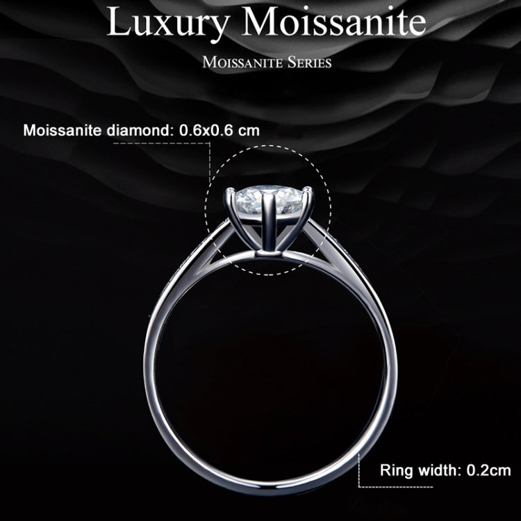 Sterling Silver S925 Six Claw Moissanite Ring White Gold Plated Bracelet, No.6, No.7, No.8, No.10