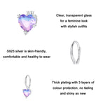 Sterling Silver S925 White Gold Plated Zirconia Illusion Heart Earrings, BSE743
