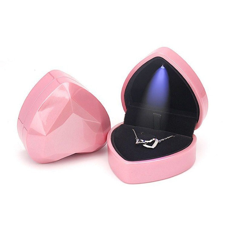 017015-20 Heart-shaped LED Light Ring Necklace Storage Box without Jewelry, Spec:, Pendant(White), Pendant(Red), Pendant(Gold), Pendant(Blue), Pendant(Black), Ring(White), Pendant(Pink), Ring(Red), Ring(Gold), Ring(Blue), Ring(Black), Ring(Pink)