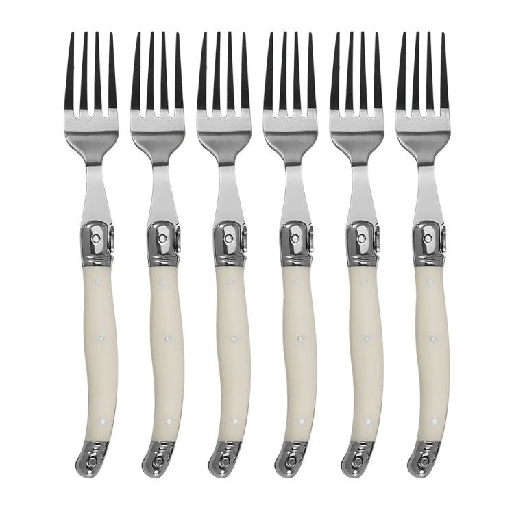 Stainless Steel Knife Fork Spoon Set Plastic Handle Western Tableware, 6 Forks, 6 Spoons, 6 Tea Spoons