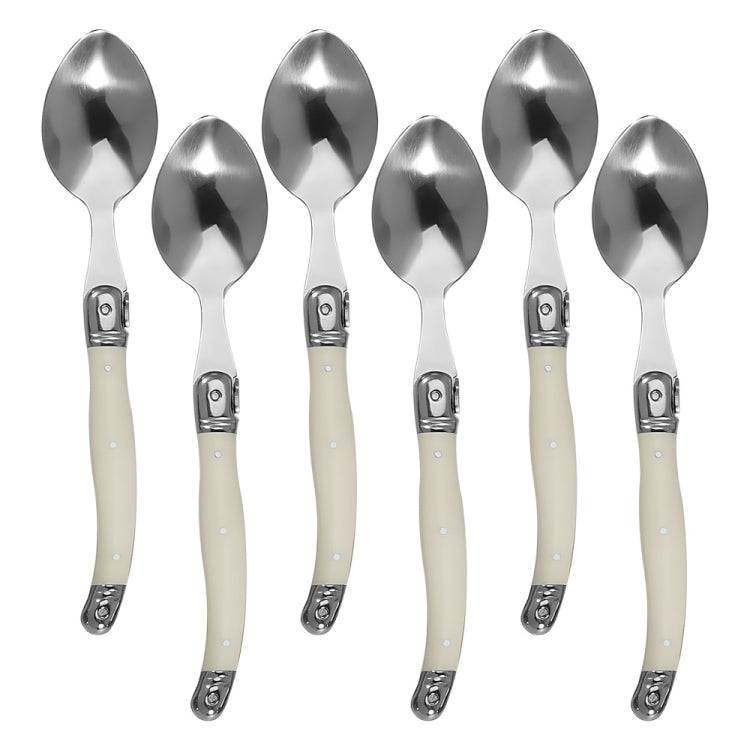 Stainless Steel Knife Fork Spoon Set Plastic Handle Western Tableware, 6 Forks, 6 Spoons, 6 Tea Spoons