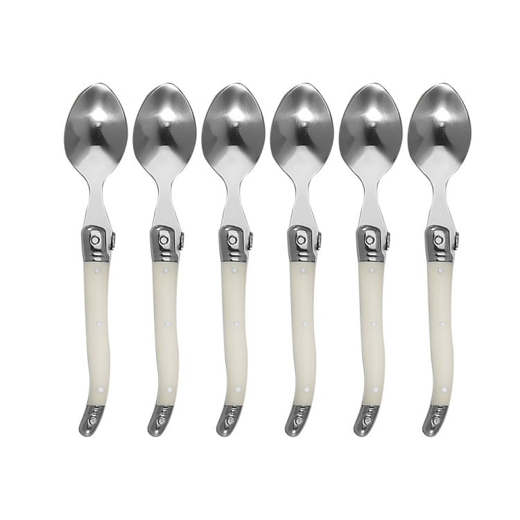 Stainless Steel Knife Fork Spoon Set Plastic Handle Western Tableware, 6 Forks, 6 Spoons, 6 Tea Spoons