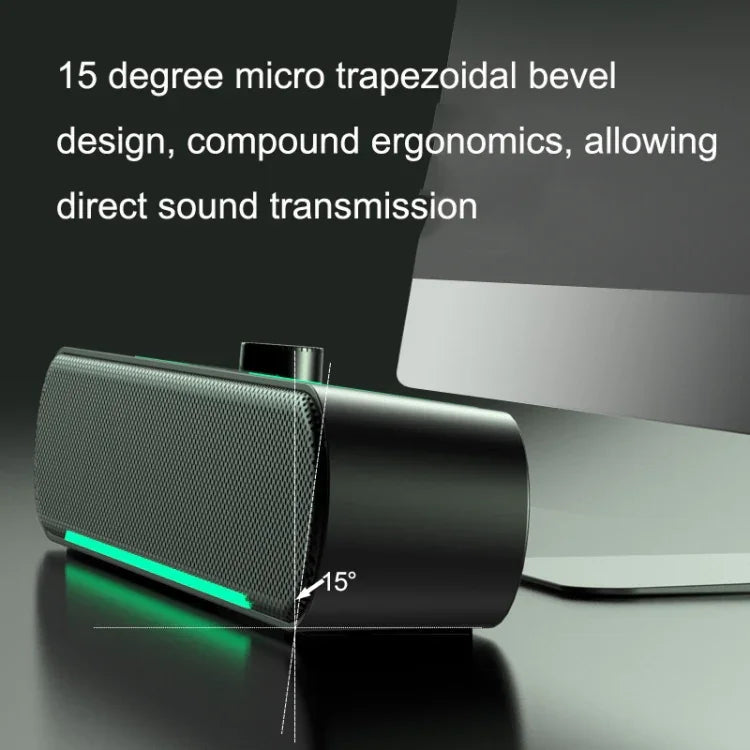 LED Luminous HIFI Stereo Computer Speakers Long Gaming Wired Audio, A39 Wired (Black)