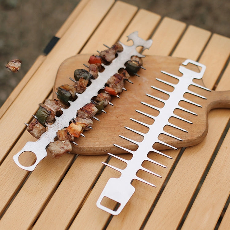 Outdoor Fish Bone Barbecue Steak 304 Stainless Steel Barbecue Stick, Cat Face Style Barbecue Stick, Hook Style Barbecue Stick