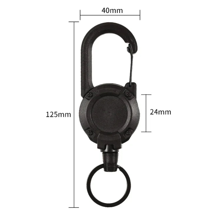 Backpack Carabiner Plastic Retractable Pull Badge Reel, Black-Steel Wire Rope, Black-Fiber Rope, White- Fiber Rope