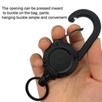 Backpack Carabiner Plastic Retractable Pull Badge Reel, Black-Steel Wire Rope, Black-Fiber Rope, White- Fiber Rope