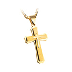 1213 Three Layer Cross Necklace Titanium Steel Men Necklace, Steel Color Pendant+3x55cm Pearl Chain, Black Pendant+3x55cm Pearl Chain, Gold Pendant+3x55cm Pearl Chain