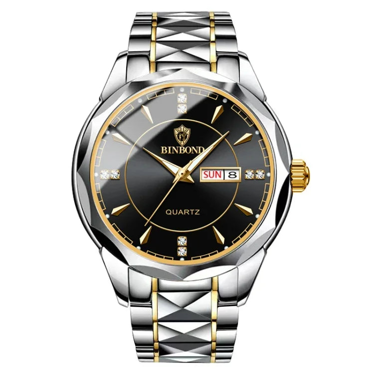 BINBONG B5552 Luminous Multifunctional Business Calendar Quartz Watch
