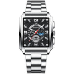 BINBONG B6575 Men Vintage Square Multifunctional Waterproof Luminous Quartz Watch, Black-Rose Gold-Black-Rose, Black-Black-Black-White, Black-Black-Black-Rose, Full Gold-Black, White-Black, Brown Leather-Rose Gold-Black, Black Leather-Rose Gold-Black  ...