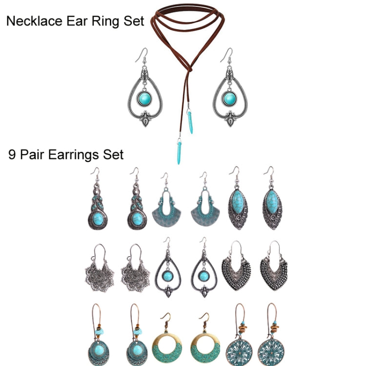 Bohemian Turquoise Natural Stone Sweater Vintage Pendant, Model:, Necklace Ear Ring Set, Two-pointed Necklace, N2111-11 Earrings Accessories, N211-12 Leaf Neck Chain, N2111-13 Three Stones, N2111-14 Eight Stones, Leather Bracelet                       ...